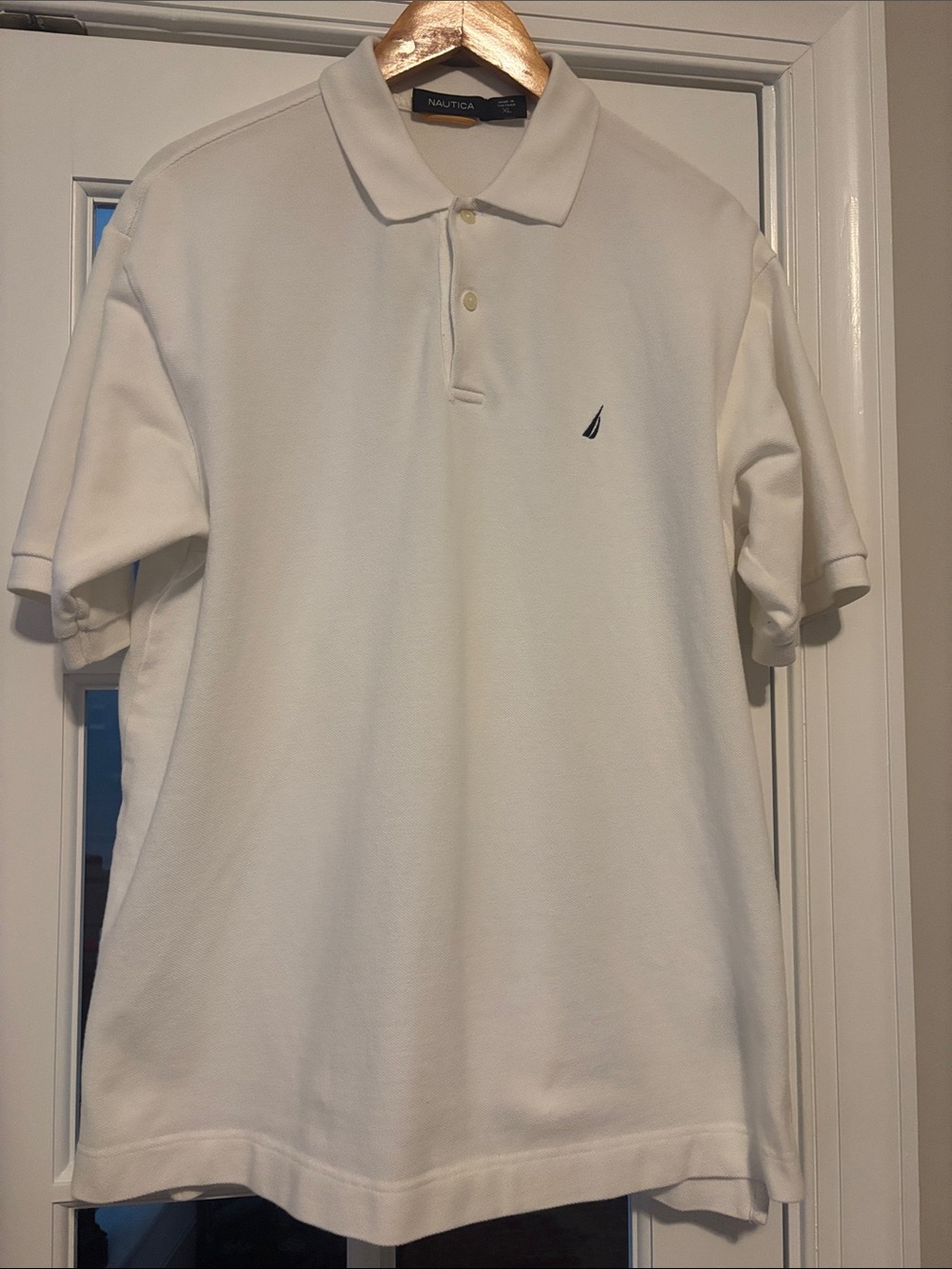 Nautica White Polo with Navy Sail Logo